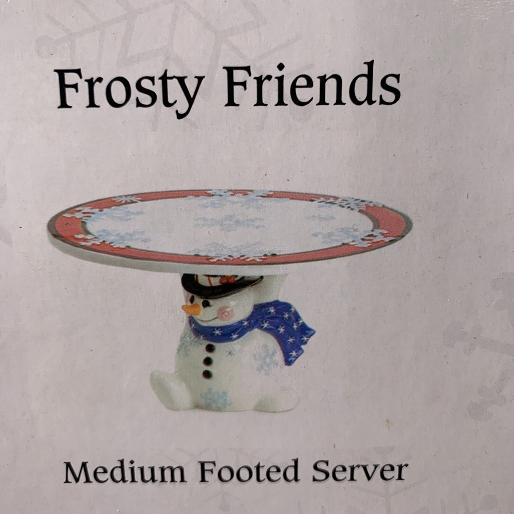 NIB Vintage Fitz and Floyd Frosty Friends Snowman Cake Plate Stand Christmas - Picture 4 of 5
